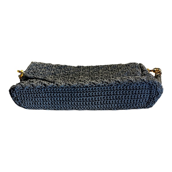 The Sak Black Crochet Scalloped Shoulder Purse with Tortoise Chain Strap - Picture 3 of 4
